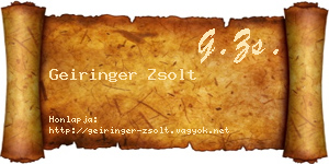Geiringer Zsolt névjegykártya